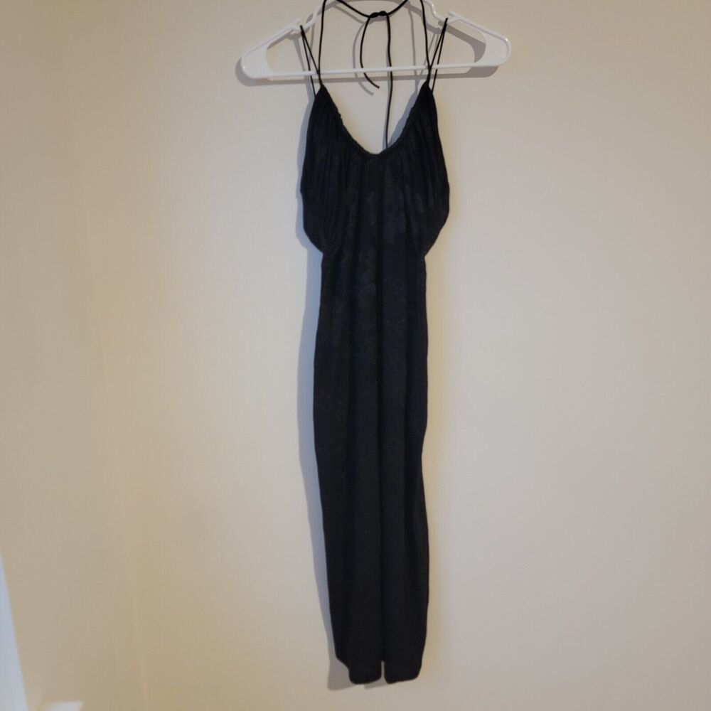 Zara‎ Black Floral Midi Dress Witchy Gothic Dark Romantic Size Small S Empire